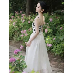 Váy hai dây đen da báo kiểu corset voan trắng