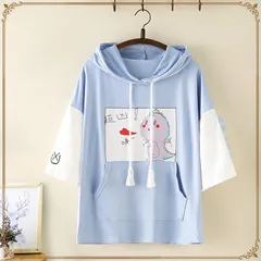 Áo hoodie nỉ in hình khủng long dễ thương. Áo thun nữ có mũ in hình. (xả hàng)