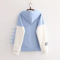 Áo hoodie nỉ in hình khủng long dễ thương. Áo thun nữ có mũ in hình. (xả hàng)
