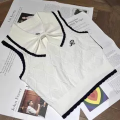 Áo len dệt kim croptop cổ thắt nơ sát nách tiểu thư