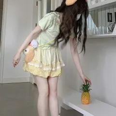 Quần đùi dáng bí phồng bo chun kẻ caro phối màu dễ thương đính dâu và nơ xinh (SẴN)