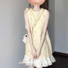 Váy suông tiểu thư dáng suông đính nơ vai xinh xắn màu vàng pastel, phong cách nhẹ nhàng thanh lịch Hàn Quốc