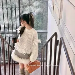 Chân váy xám viền bèo ren trắng phồng kèm tùi hình thang nữ tính