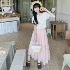 Set bộ váy voan hoa màu hồng phối áo kiểu bèo hoa nhí ngọt ngào tiểu thư