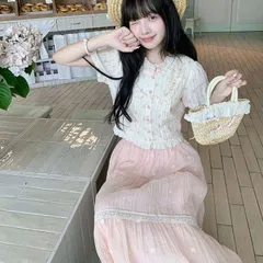 Set bộ váy voan hoa màu hồng phối áo kiểu bèo hoa nhí ngọt ngào tiểu thư