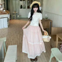 Set bộ váy voan hoa màu hồng phối áo kiểu bèo hoa nhí ngọt ngào tiểu thư