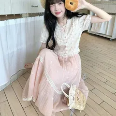Set bộ váy voan hoa màu hồng phối áo kiểu bèo hoa nhí ngọt ngào tiểu thư