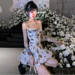 Váy voan hoa hồng cúp ngực xòe cuộn bèo xếp ly tiểu thư (sẵn S)