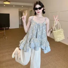 Áo Hai Dây Bèo Tầng Xòe Rộng Voan Thêu Ren Hoa Nữ Tính Đi Biển