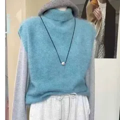Áo len gile lông cổ cao dáng bẻ cánh dơi nhiều màu phong cách Hàn Quốc
