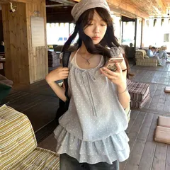 Áo Kiểu Nữ Chấm Bi Bèo Tầng Thắt Nơ Phối Áo Dây Mặc Trong Buộc Cổ (QCL1 Vải Linen)