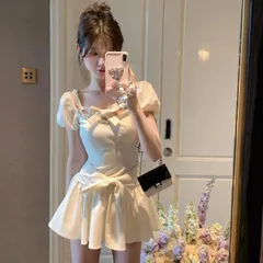 Set váy xòe nơ phối dây đính đá trễ vai tiểu thư (sẵn kem)