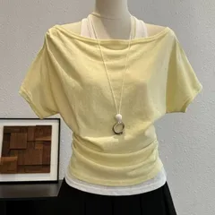 Áo Cộc Tay Cánh Dơi Kẻ Ngang Trễ Vai Cổ Layer Kèm Áo Dây Cổ Bên Trong Vải Thun Lỗ Thoáng Khí