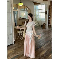 Áo Trễ Vai In Hoa Vạt Xéo Tua Rua Sắc Màu Tay Ngắn Phong Cách Nữ Tính