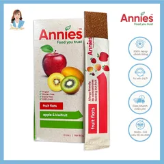 Thanh trái cây sấy dẻo táo & kiwi New Zealand Annie’s Apple & Kiwifruit Fruit Flats 8 thanh x 10g