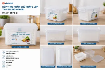 HỘP THỰC PHẨM CHỮ NHẬT 2 LỚP THÁI BỘ 3 HOKORI 6572