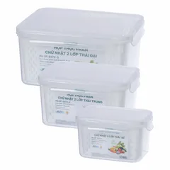 HỘP THỰC PHẨM CHỮ NHẬT 2 LỚP THÁI BỘ 3 HOKORI 6572