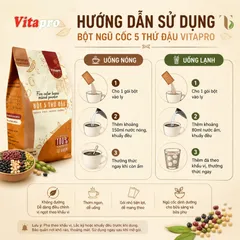 Bột Ngũ Cốc 5 Thứ Đậu Vitapro Không Đường - Thùng 20 Gói - 1 Gói 10 Bịch Nhỏ Tiện Lợi, Đẹp Da Ngủ Ngon