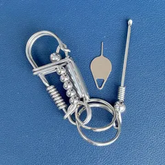 Combo móc khoá inox 304  phối trụ như ý phong cách mới lạ sáng bóng không han gỉ