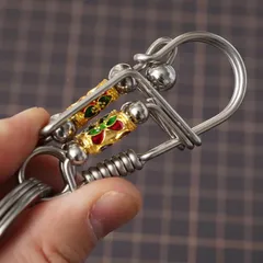 Móc khoá inox 304 kết hợp phụ kiện đá đỏ cao cấp