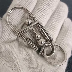 Móc khoá inox thủ công 304 cao cấp phối lục bình và bi không han gỉ sáng bóng