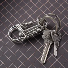 Móc khoa thủ công làm từ inox 304 sợi 2 ly cao cấp 2 cánh đá xanh đỏ