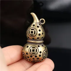 Hồ lô đồng phong thuỷ hoạ tiết hoa sen trang trí móc khoá xe máy ô tô EDC simple