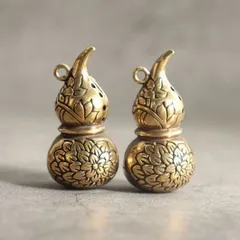 Hồ lô đồng phong thuỷ hoạ tiết hoa sen trang trí móc khoá xe máy ô tô EDC simple