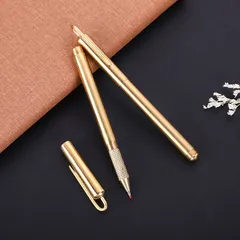 Bút bi đồng nguyên khối cao cấp độc lạ thiết kế tinh xảo sáng bóng