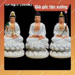 MÀU TRẮNG,  [ Tượng đẹp, giá rẻ ] Bộ Tây Phương Tam Thánh cao 30cm, chất liêu poly có hoả tốc