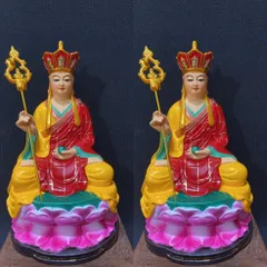 Tượng Địa Tạng Vương Bồ Tát 17cm Composite Ngồi Toà Sen Nhiều Màu CÓ HOẢ TỐC