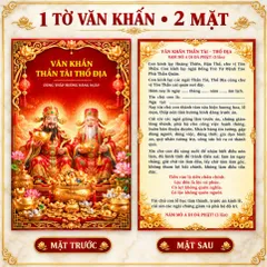 Tờ Văn Khấn Thần Tài Thổ Địa 2 Mặt 20x30 – Giấy Cứng, Chữ To Rõ, Dùng Thắp Hương Hằng Ngày