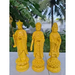 TƯỢNG TA BÀ TAM THÁNH 18CM GỒM A DI ĐÀ + ĐỊA TẠNG + QUAN ÂM ĐỨNG 18CM COMPOSITE CÓ LẺ
