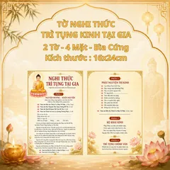 Bộ 2 Tờ Nghi Thức Trì Tụng Kinh Đại Thừa Tại Gia – Hướng Dẫn 6 Bước, 4 Mặt, Khổ 25x30