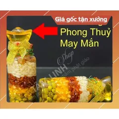 Chai ngũ cốc phong thuỷ của ăn của để bày ban thờ MAY MẮN LẮM TẶNG CON RÙA VÀNG