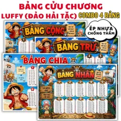Bộ Bảng Cửu Chương A4 ( Cộng -Trừ -Nhân- Chia) Ép Plastic – Hình Dễ Thương Cho Bé Tiểu Học, Học Nhanh Nhớ Lâu HOẢ TỐC