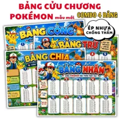 Bộ Bảng Cửu Chương A4 ( Cộng -Trừ -Nhân- Chia) Ép Plastic – Hình Dễ Thương Cho Bé Tiểu Học, Học Nhanh Nhớ Lâu HOẢ TỐC