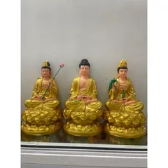 Bộ Tây Phương Tam Thánh, Tam Thế Phật, A Di Đà, Quan Âm, Đại Thế Chí chất liệu poly cao 30cm