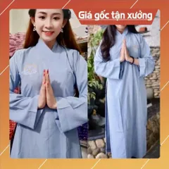 áo tràng siêu tuyết thiêu hoa sen , màu lam có hoả tốc