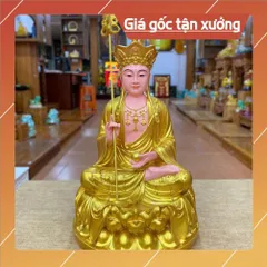 Tượng Địa Tạng Vương Bồ Tát Ngồi 30cm Vàng nhủ