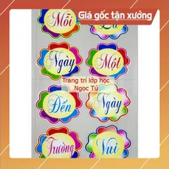 Tờ Khẩu hiệu trang trí trong lớp học Mỗi ngày đến trường là một ngày vui  Cỡ A4. CÓ NAM CHÂM