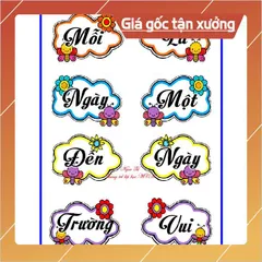 Tờ Khẩu hiệu trang trí trong lớp học Mỗi ngày đến trường là một ngày vui  Cỡ A4. CÓ NAM CHÂM