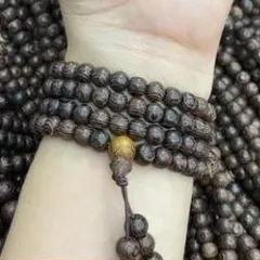 Chuỗi vòng gỗ 108 hạt  mun đen 6li và 8 li lông đuôi công đẹp, phù hợp với mọi độ tuổi