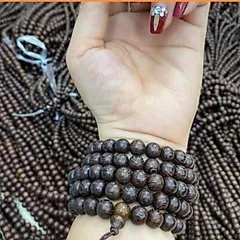 Chuỗi vòng gỗ 108 hạt  mun đen 6li và 8 li lông đuôi công đẹp, phù hợp với mọi độ tuổi