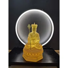 Tượng Địa Tạng Vương Bồ Tát 20cm Chất Liệu Composite trong suốt màu vàng