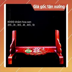 Chân khung hình chạm hoa sen, giá đỡ khung ảnh thờ cúng bằng gỗ