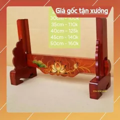 Chân khung hình chạm hoa sen, giá đỡ khung ảnh thờ cúng bằng gỗ