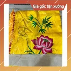 Áo choàng Mẹ Quan Âm, Mẹ Mẫu chất liệu vải Phi thêu hoa sen