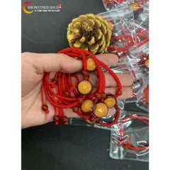 Vòng Tay Chusa Thần Chú Lăng Nghiêm Chỉ Đỏ 2 mặt lăng nghiêm hoặc lăng nghiêm, lục tự - Pháp Bảo Mật Tông Tây Tạng