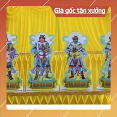 Bộ tranh cúng tứ đại thiên vương ép plastic cao 40cm